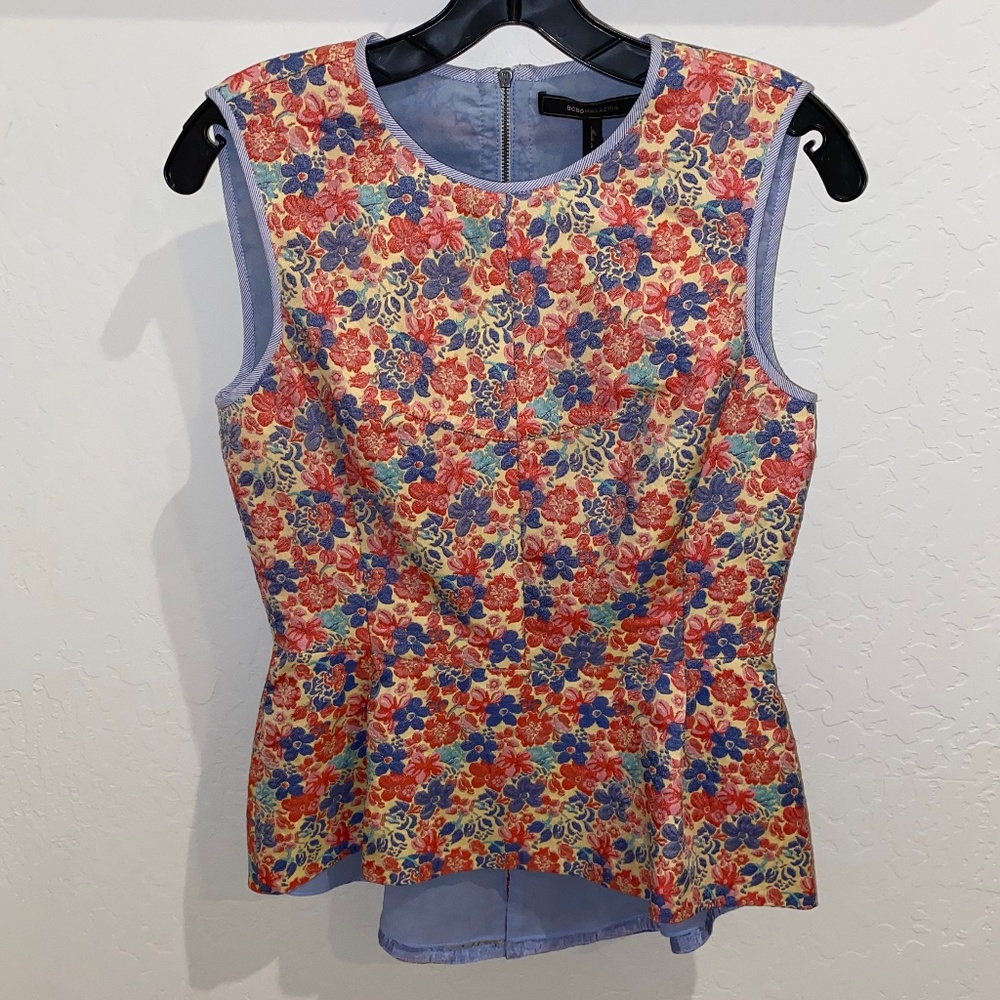 NWT- BCBGMAXAZRIA floral peplum blouse